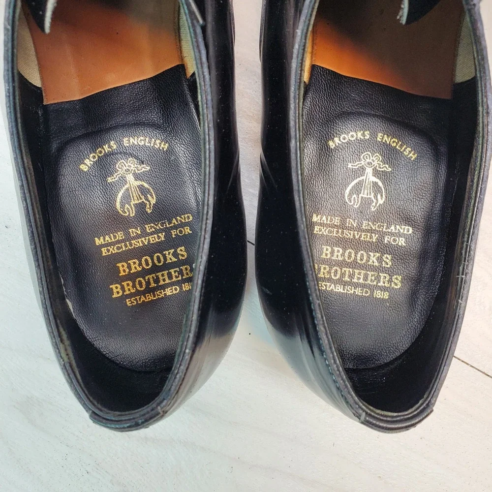 Brooks Brothers Brooks English‎ Mens Black Patent Leather Oxford Shoes 8 41 C